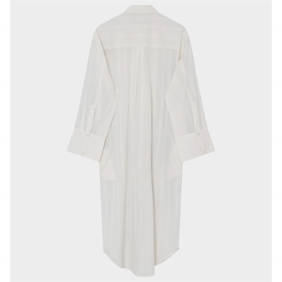 2NDDAY Maddy Crispy Cotton Stripe Skjortekjole, White Alyssum